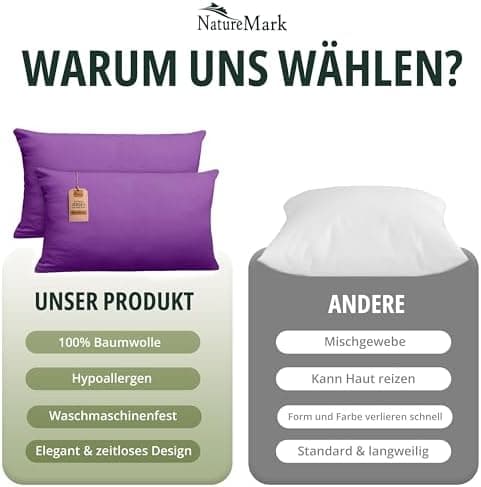 NatureMark Jersey Kissenbezüge – weich & atmungsaktiv, hautfreundlich – 40x40 cm, Anthrazit