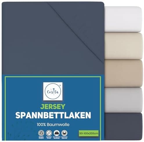 Spannbettlaken 140x200 cm – 100% Baumwoll‑Jersey, passend für Matratzen bis 25 cm Höhe