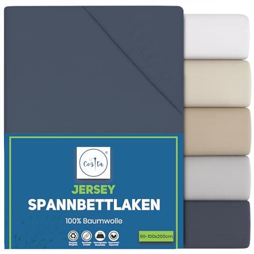Spannbettlaken 140x200 cm – 100% Baumwoll‑Jersey, passend für Matratzen bis 25 cm Höhe