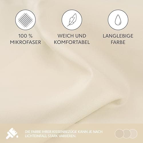 Dreamzie Kissenbezug 40x80 (2er Set) – Mikrofaser weich, OEKO-TEX STANDARD 100, Anthrazit mit Reißverschluss