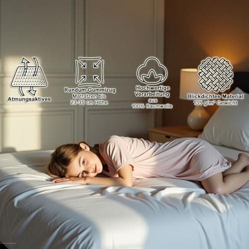 Jersey-Spannbettlaken 100% Baumwolle – 90–100×200 cm, für Matratzen bis 25 cm (Steghöhe bis 23 cm), Beige