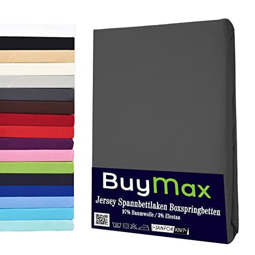 Buymax® Spannbettlaken 140x200 cm – 100% Baumwolle (Jersey), für Matratzen bis 25 cm