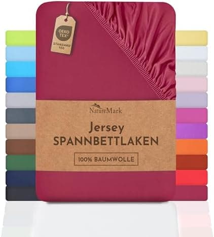 NatureMark Spannbettlaken / Spannbetttuch 100% Baumwolle, anthrazit – 90 x 200 bis 100 x 200 cm