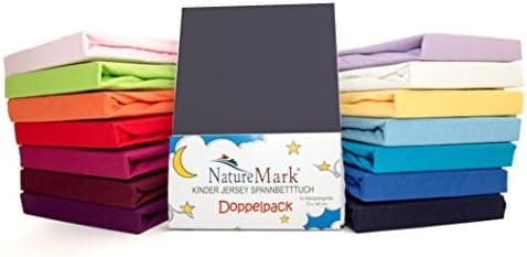 NatureMark Spannbettlaken / Spannbetttuch 100% Baumwolle, anthrazit – 90 x 200 bis 100 x 200 cm