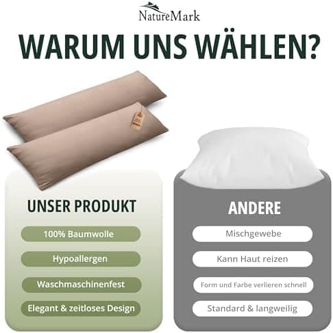 NatureMark Jersey Kissenbezüge – weich & atmungsaktiv, hautfreundlich – 40x40 cm, Anthrazit