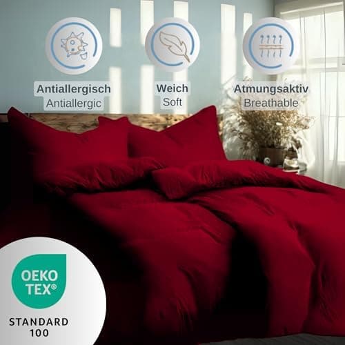 Komfortec Bettwäsche 2‑teilig (Bettbezug 155x220 + Kissenbezug 80x80) – superweiche gebürstete 100% Mikrofaser, Grau, OE