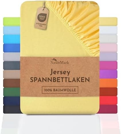 NatureMark Spannbettlaken / Spannbetttuch 100% Baumwolle, anthrazit – 90 x 200 bis 100 x 200 cm