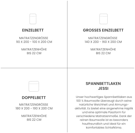 Schiesser Spannbettlaken Jessi – 100% gekämmte Baumwolle aus nachhaltiger Produktion | 180–190×200 cm, Matratzenhöhe bis
