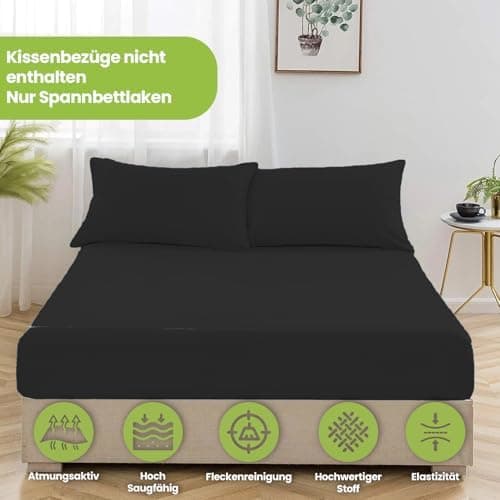 Julido Jersey-Spannbettlaken 140x200 cm – Baumwolle, OEKO-TEX® Standard 100, hautfreundlich & allergikergeeignet, Grün