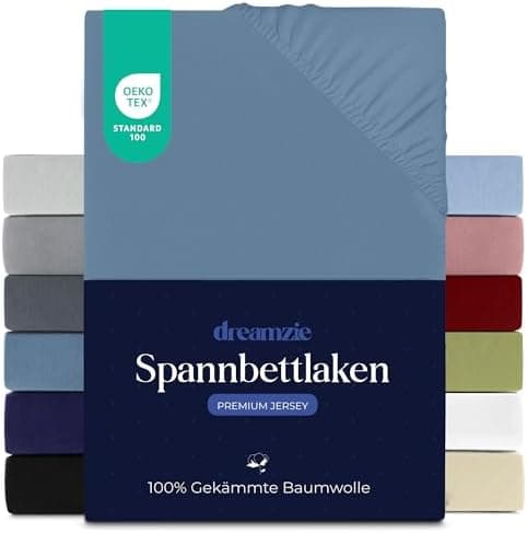 Dreamzie Spannbettlaken 70 x 200 cm – 100% Jersey‑Baumwolle, 150 g/m², OEKO‑TEX® STANDARD 100 – Anthrazit