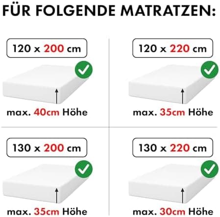 Jacobson Premium Spannbettlaken Jersey 200 g/m² – XL Überlänge für Matratzengrößen 140×200–160×220 cm, Natur