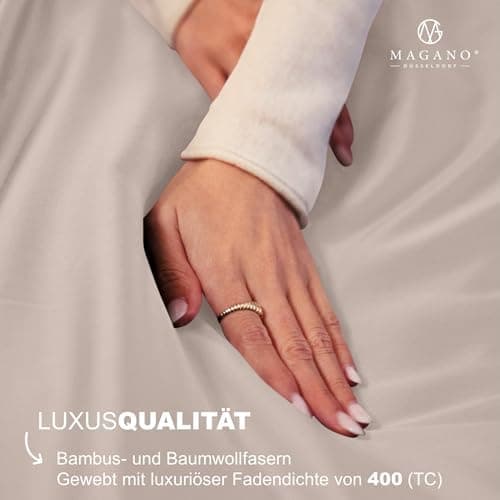 Magano® Bettwäsche 135x200 Taupe – Bambus & Baumwolle Satin 400 TC Premium, Deckenbezug 135x200 cm + Kissenbezug 40x80 c