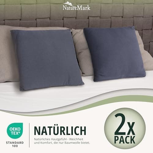 NatureMark Jersey Kissenbezüge – weich & atmungsaktiv, hautfreundlich – 40x40 cm, Anthrazit