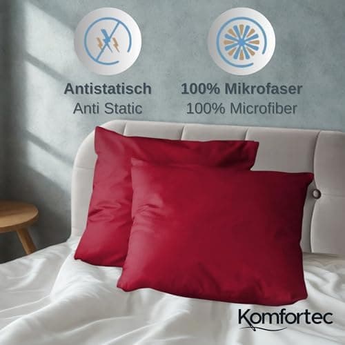 Komfortec Bettwäsche 2‑teilig (Bettbezug 155x220 + Kissenbezug 80x80) – superweiche gebürstete 100% Mikrofaser, Grau, OE