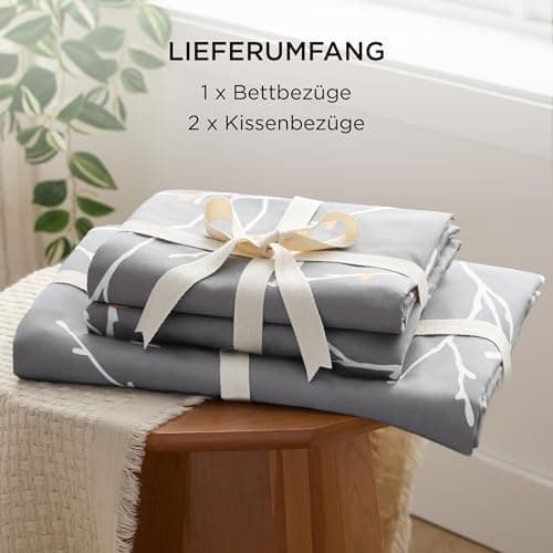 BEDSURE Bettwäsche-Set 135x200 (4-teilig) – Wendebettwäsche OEKO-TEX STANDARD 100 mit Reißverschluss, 2×80x80 Kissenbezü
