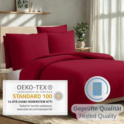 Komfortec Bettwäsche 2‑teilig (Bettbezug 155x220 + Kissenbezug 80x80) – superweiche gebürstete 100% Mikrofaser, Grau, OE