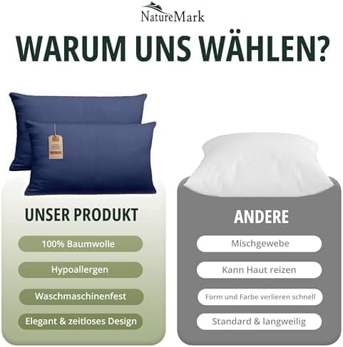 NatureMark Jersey Kissenbezüge – weich & atmungsaktiv, hautfreundlich – 40x40 cm, Anthrazit