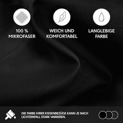 Dreamzie Kissenbezug 40x80 (2er Set) – Mikrofaser weich, OEKO-TEX STANDARD 100, Anthrazit mit Reißverschluss