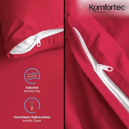 Komfortec Bettwäsche 2‑teilig (Bettbezug 155x220 + Kissenbezug 80x80) – superweiche gebürstete 100% Mikrofaser, Grau, OE