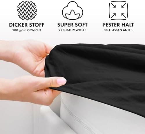 Jacobson Premium Spannbettlaken Jersey 200 g/m² – XL Überlänge für Matratzengrößen 140×200–160×220 cm, Natur