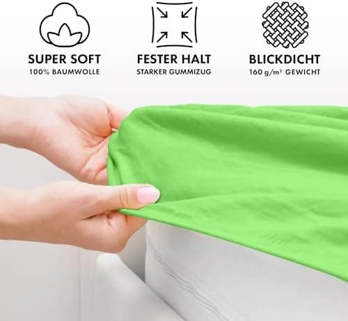 Jacobson Jersey-Spannbettlaken aus Baumwolle – OEKO-TEX STANDARD 100, 180x200–200x200 cm, Weiß