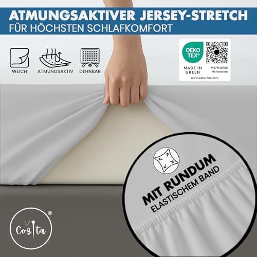Spannbettlaken 140x200 cm – 100% Baumwoll‑Jersey, passend für Matratzen bis 25 cm Höhe