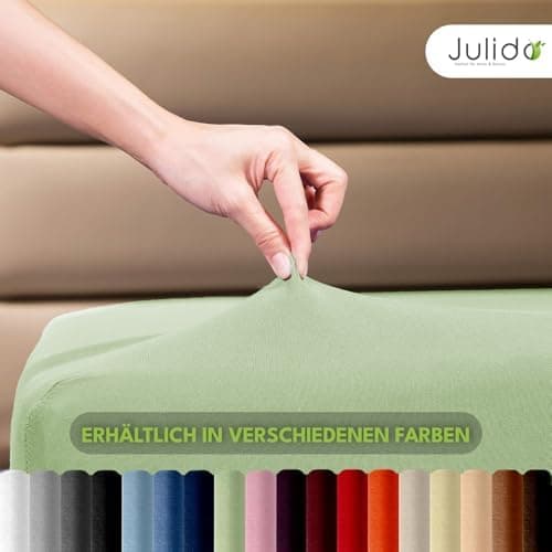 Julido Jersey-Spannbettlaken 140x200 cm – Baumwolle, OEKO-TEX® Standard 100, hautfreundlich & allergikergeeignet, Grün