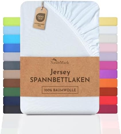 NatureMark Spannbettlaken / Spannbetttuch 100% Baumwolle, anthrazit – 90 x 200 bis 100 x 200 cm