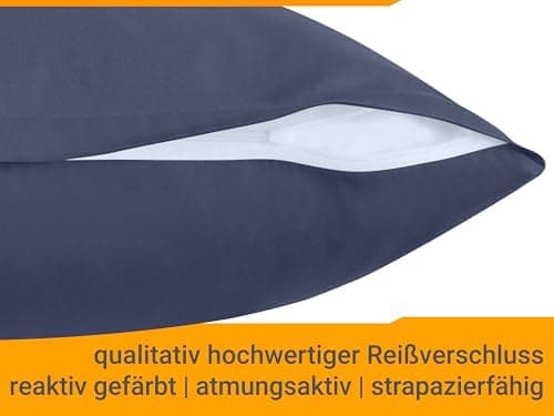 Doppelpack Baumwoll-Kissenbezüge 40 x 15 cm – Navyblau, schlichtes modernes Design