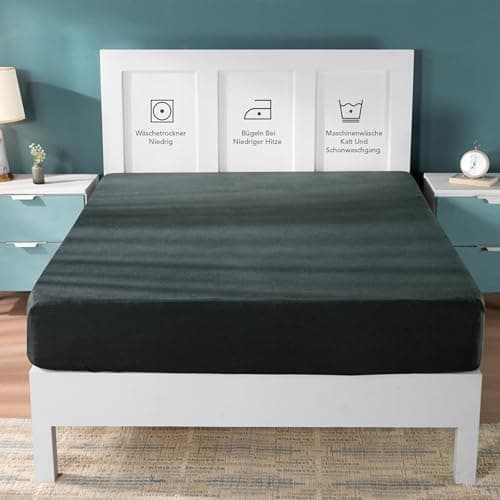 Utopia Bedding Jersey-Spannbettlaken 120 x 200 cm (25 cm) – Anthrazit, Baumwollmischung