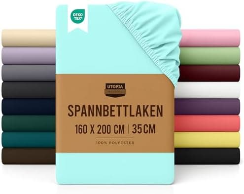 Utopia Bedding Spannbettlaken 180×200 cm – Grau, gebürstete Polyester‑Mikrofaser, OEKO‑TEX zertifiziert