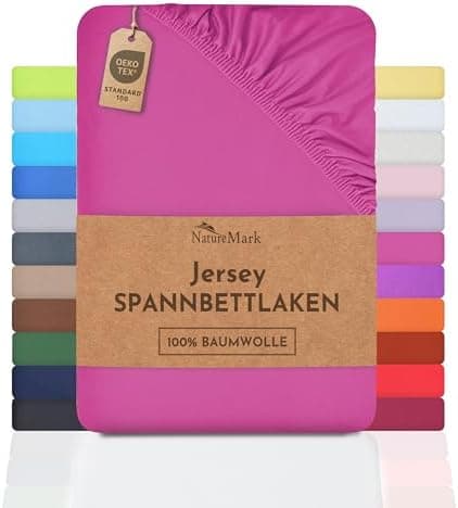 NatureMark Spannbettlaken / Spannbetttuch 100% Baumwolle, anthrazit – 90 x 200 bis 100 x 200 cm