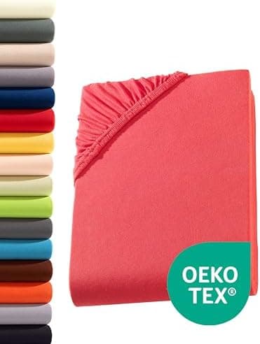 Jersey-Spannbettlaken 100% Baumwolle – 90–100×200 cm, für Matratzen bis 25 cm (Steghöhe bis 23 cm), Beige