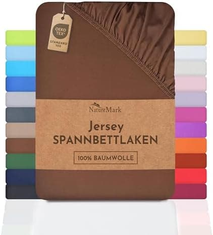 NatureMark Spannbettlaken / Spannbetttuch 100% Baumwolle, anthrazit – 90 x 200 bis 100 x 200 cm