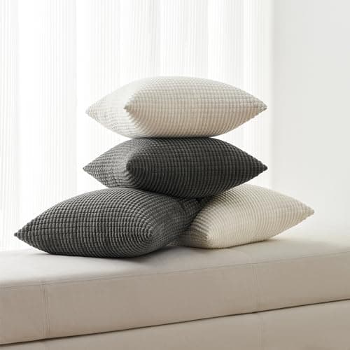 Topfinel Kissenbezüge 40x40 cm 4er-Set Rosa – Cord-Optik, flauschig, GRS‑zertifiziert