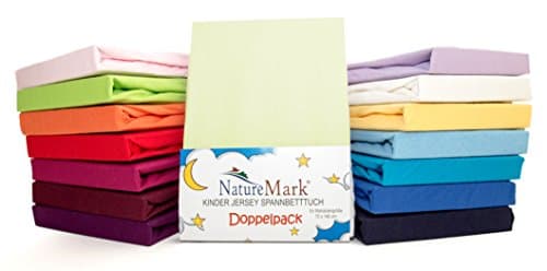 NatureMark Spannbettlaken / Spannbetttuch 100% Baumwolle, anthrazit – 90 x 200 bis 100 x 200 cm