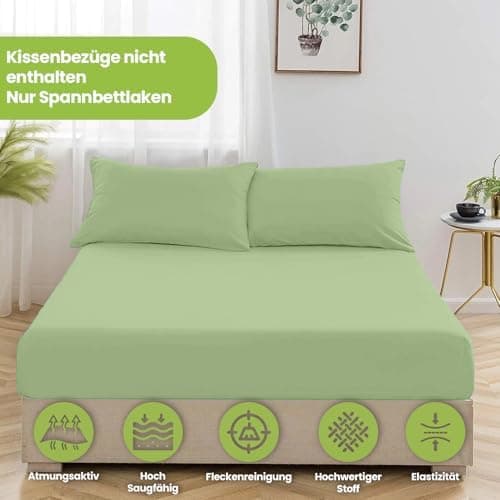 Julido Jersey-Spannbettlaken 140x200 cm – Baumwolle, OEKO-TEX® Standard 100, hautfreundlich & allergikergeeignet, Grün