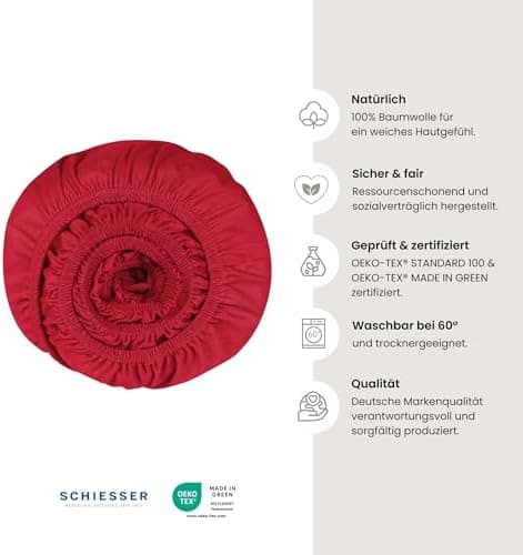 Schiesser Spannbettlaken Jessi – 100% gekämmte Baumwolle aus nachhaltiger Produktion | 180–190×200 cm, Matratzenhöhe bis