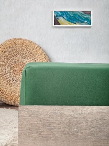 1) Spannbettlaken 100x200 cm Hellgrün — 100% Baumwolle-Jersey mit Lycra, für Matratzen bis 25 cm

2) Jersey-Spannbettlak