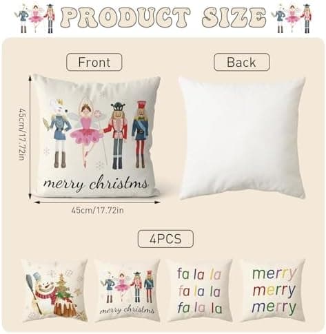 Aitsite 4er-Pack Weihnachts-Kissenbezüge 45 x 45 cm – Winterliche Dekoration für Sofa & Wohnzimmer