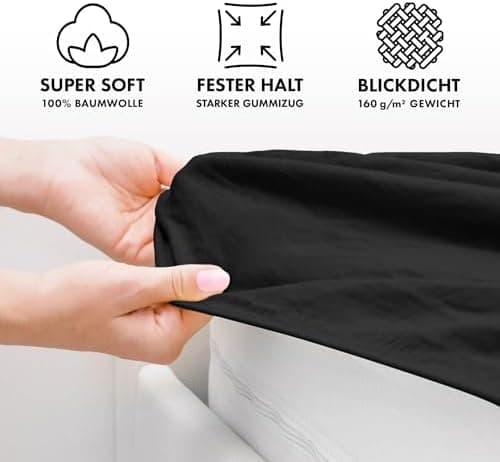 Jacobson Jersey-Spannbettlaken aus Baumwolle – OEKO-TEX STANDARD 100, 180x200–200x200 cm, Weiß