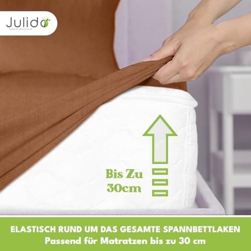 Julido Jersey-Spannbettlaken 140x200 cm – Baumwolle, OEKO-TEX® Standard 100, hautfreundlich & allergikergeeignet, Grün