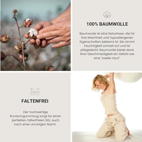 Schiesser Spannbettlaken Jessi – 100% gekämmte Baumwolle aus nachhaltiger Produktion | 180–190×200 cm, Matratzenhöhe bis