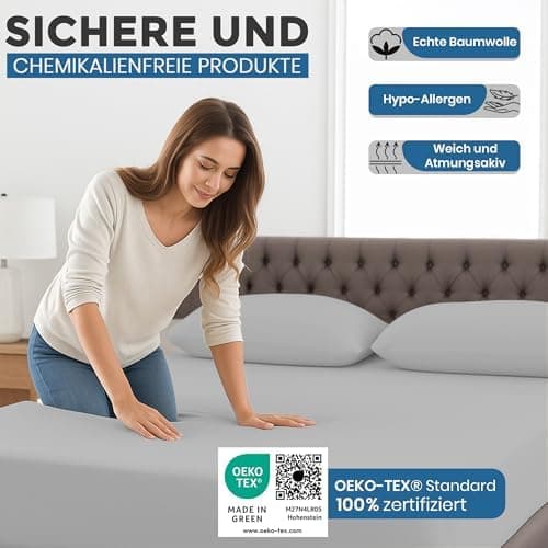 Spannbettlaken 140x200 cm – 100% Baumwoll‑Jersey, passend für Matratzen bis 25 cm Höhe