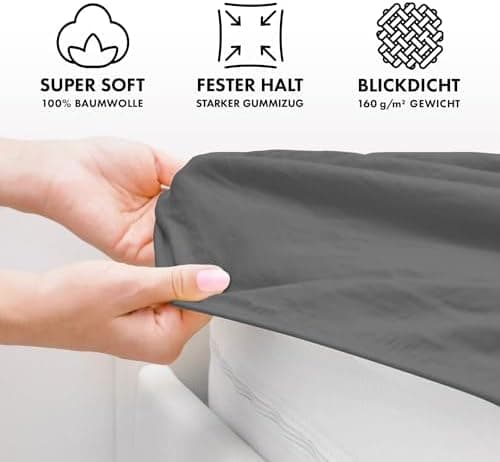 Jacobson Jersey-Spannbettlaken aus Baumwolle – OEKO-TEX STANDARD 100, 180x200–200x200 cm, Weiß