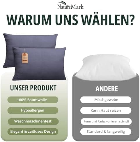 NatureMark Jersey Kissenbezüge – weich & atmungsaktiv, hautfreundlich – 40x40 cm, Anthrazit