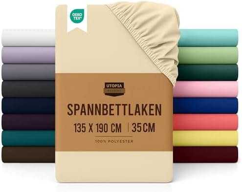 Utopia Bedding Spannbettlaken 180×200 cm – Grau, gebürstete Polyester‑Mikrofaser, OEKO‑TEX zertifiziert