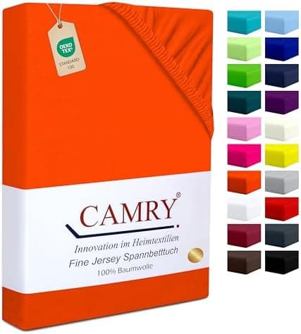 Camry Spannbettlaken 180x200–200x200 cm – Baumwoll‑Jersey Orange