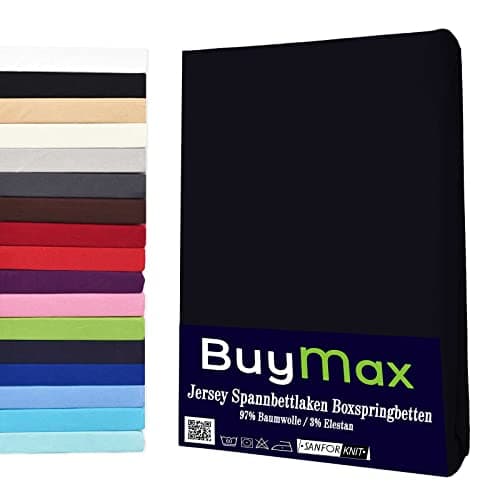 Buymax® Spannbettlaken 140x200 cm – 100% Baumwolle (Jersey), für Matratzen bis 25 cm