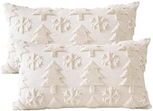 Artscope 2er-Set Kissenbezüge (40x40 cm) – weicher Kurzplüsch Wollsamt, Schneeflocke Creme Beige